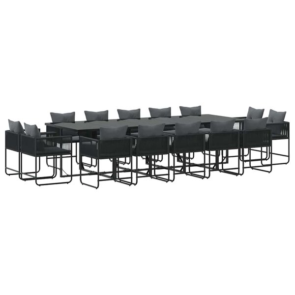 vidaXL Ensemble de salle à manger pour jardin 15 Pièces Noir Acier