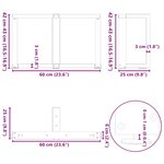vidaXL Pieds de table basse en T  2 pièces  noir  60 x 25 x (42-43) cm  acier