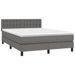 vidaXL Sommier à lattes de lit avec matelas Gris 140x190 cm Similicuir