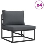 vidaXL Ensemble de canapé de jardin 6 Pièces Noir 283 x 141.5 x 71 cm