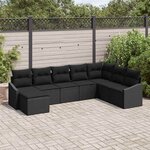 vidaXL Ensemble de canapé de jardin 8 Pièces Noir Poly rotin