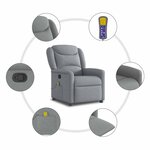 vidaXL Fauteuil de massage inclinable Gris clair Tissu