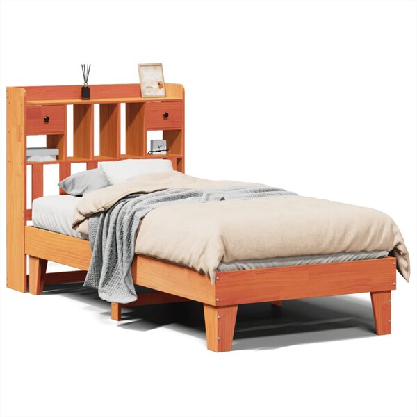 vidaXL Cadre de lit sans matelas cire marron 90x200 cm bois pin massif