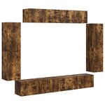 vidaXL Meuble TV 8 Pièces Chêne fumé