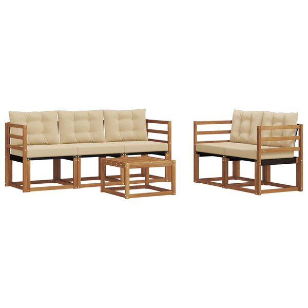vidaXL Ensemble de canapés d'extérieur 6 pc Naturel et Beige