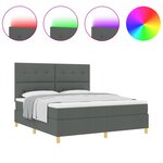 vidaXL Lit à ressorts avec matelas & LED gris foncé 180x200 cm tissu