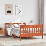 vidaXL Cadre de lit sans matelas cire marron 120x190cm bois pin massif