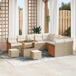 vidaXL Ensemble de canapé de jardin avec coussin 12 Pièces Beige et crème