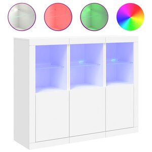 vidaXL Buffets avec lumières LED 3 Pièces blanc bois d'ingénierie