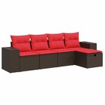 vidaXL Salon de jardin avec coussins 5 Pièces marron résine tressée