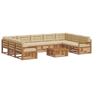 vidaXL Ensemble de canapés d'extérieur 10 Pièces Naturel et Beige