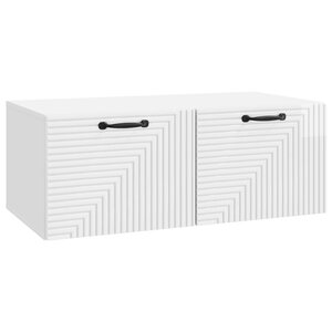 vidaXL Meuble TV mural Montage mural Blanc brillant 78 5 x 41 x 30 cm