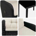 vidaXL Ensemble de salle à manger pour jardin 7 pc Noir et blanc crème