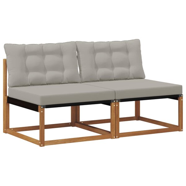 vidaXL 2 Pièce Sofa de milieu extérieur Bois d'Acacia Massif Naturel
