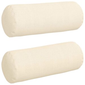 vidaXL Coussins d'accent 2 Pièces Crème Ø 25 x 70 cm