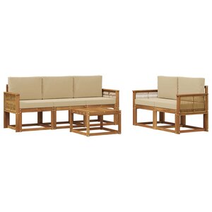 vidaXL Ensemble de canapés d'extérieur 6 pc Naturel et Beige Polyester
