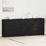 vidaXL Buffet 3 Pièces Chêne noir 181 x 30 x 70 cm Bois d'ingénierie