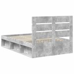 vidaXL Cadre de lit Gris Béton 135 x 190 cm Pin massif