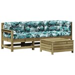 vidaXL Salon de jardin 4 Pièces avec coussins bois de pin imprégné