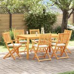 Chaises de jardin pliantes vidaXL avec coussin blanc 6Pièces en bois d'acacia massif