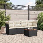 vidaXL Salon de jardin 5 Pièces avec coussins noir résine tressée