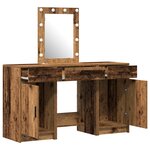 Set de coiffeuse 3 pièces avec LED en bois vieilli