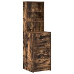 Ensemble de coiffeuse 3 pièces avec LED en chêne fumé en bois d'ingénierie