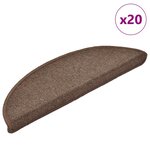 vidaXL Tapis d'escalier 20 pièces 56x17x3 cm Marron café Demi-rond
