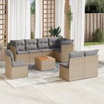 vidaXL Salon de jardin avec coussins 9Pièces mélange beige résine tressée