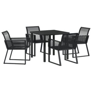 vidaXL Ensemble de Salle à Manger de Jardin 5 Pièces Noir Rattan Poly