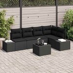 vidaXL Ensemble de canapé de jardin avec coussin 6 Pièces Noir
