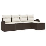 Ensemble de canapé de jardin vidaXL 5 pièces avec coussins Marron Poly Rotin