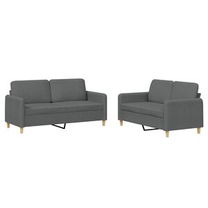 vidaXL Ensemble de canapés 2 Pièces avec coussins Gris foncé Tissu