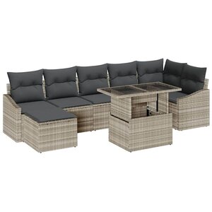 vidaXL Ensemble de canapé de jardin avec coussin 8 Pièces Gris clair