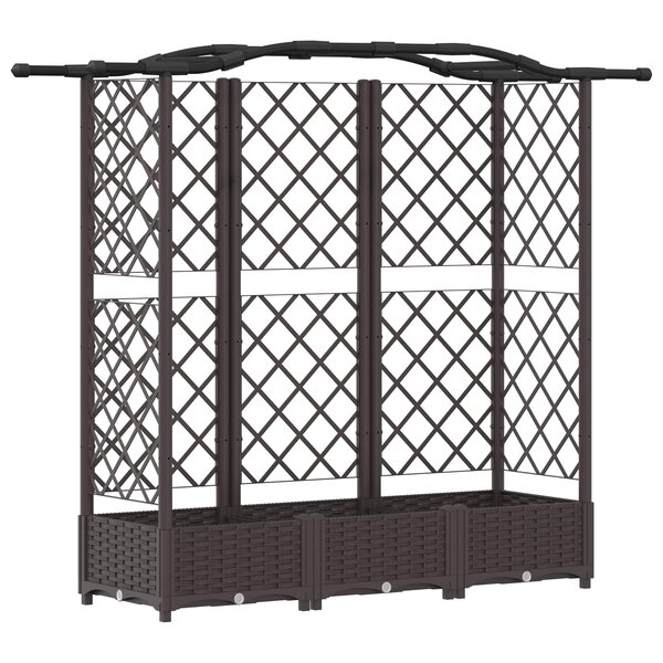 vidaXL Lit Élevé avec Treillis et Toit Marron 163 x 40 x 123 cm PP