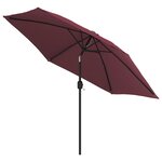 vidaXL Parasol de jardin avec lumières LED mât en acier rouge bordeaux