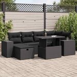 vidaXL Salon de jardin 8 Pièces avec coussins noir résine tressée