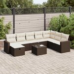 vidaXL Salon de jardin avec coussins 9 Pièces marron résine tressée