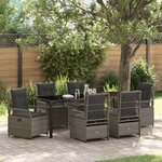 vidaXL Lot de 7 pièces de salle à manger de jardin en poly rattan gris