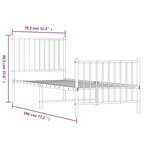 vidaXL Cadre de lit métal sans matelas avec pied de lit blanc 75x190cm