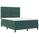 lit Box Spring vidaXL avec matelas et LED vert foncé 160x200 cm en velours