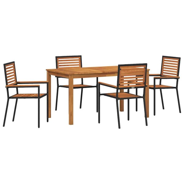 vidaXL Ensemble de salle à manger pour jardin 5 Pièces Noir