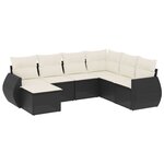 vidaXL Salon de jardin 7 Pièces avec coussins noir résine tressée