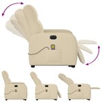 vidaXL Fauteuil inclinable de massage électrique Crème Tissu