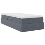 vidaXL Lit avec rangement et matelas Gris foncé 90 x 190 cm Velours