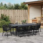 vidaXL Ensemble de salle à manger pour jardin 9 Pièces Noir polyrotin