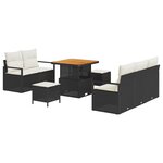 vidaXL Ensemble de canapé de jardin avec coussin 8 Pièces Noir Poly rotin