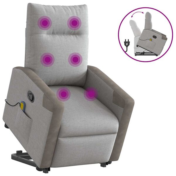 vidaXL Fauteuil de massage inclinable gris nuage tissu