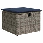vidaXL Ensemble de Canapés avec coussin Gris et marine polyrotin