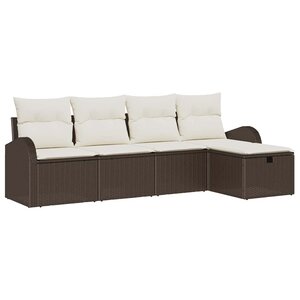 vidaXL Ensemble de canapé de jardin avec coussin 5 Pièces Marron et crème